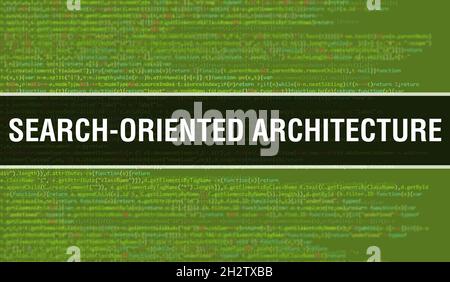 Search-oriented architecture with Digital java code text. Search-oriented architecture and Computer software coding vector concept. Programming coding Stock Photo
