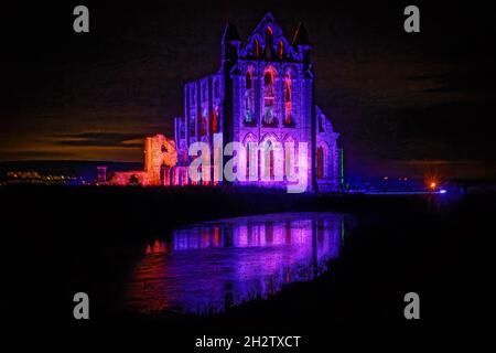 Whitby Abbey Illuminations Stock Photo