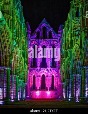 Whitby Abbey Illuminations Stock Photo