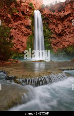 Havasupai, Beautiful Havasu Falls in Supai, Grand Canyon, Arizona Stock Photo