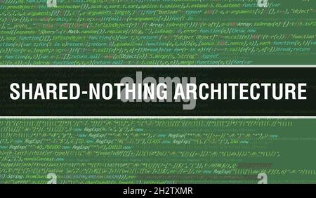 Shared-nothing architecture with Abstract Technology Binary code Background.Digital binary data and Secure Data Concept. Software Stock Photo