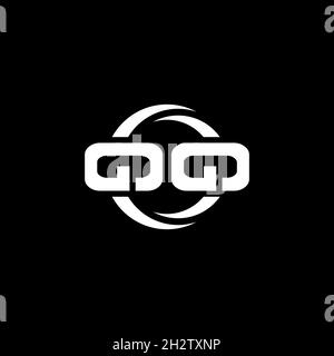 QQ Monogram logo letter with simple shape and circle rounded design template isolated on black background Stock Vector