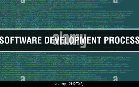 Software development process with Digital java code text. Software development process and Computer software coding vector concept. Programming coding Stock Photo