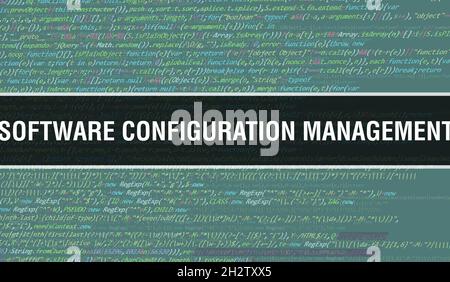 Software configuration management text written on Programming code abstract technology background of software developer and Computer script. Software Stock Photo