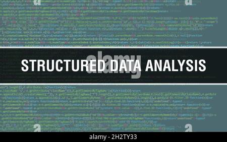 Structured data analysis with Digital java code text. Structured data analysis and Computer software coding vector concept. Programming coding script Stock Photo
