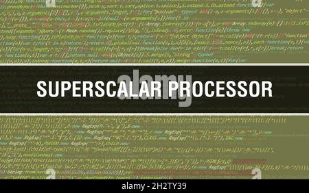 Superscalar processor with Abstract Technology Binary code Background.Digital binary data and Secure Data Concept. Software Stock Photo