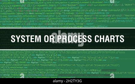 System or Process Charts with Abstract Technology Binary code Background.Digital binary data and Secure Data Concept. Software Stock Photo