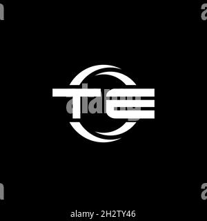 TE Monogram logo letter with simple shape and circle rounded design template isolated on black background Stock Vector
