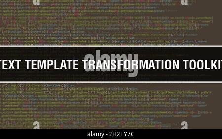 Text Template Transformation Toolkit concept with Random Parts of Program Code. Text Template Transformation Toolkit with Programming code abstract te Stock Photo