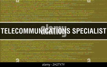 Telecommunications Specialist concept with Random Parts of Program Code. Telecommunications Specialist with Programming code abstract technology backg Stock Photo