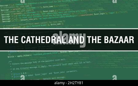 The Cathedral and the Bazaar text written on Programming code abstract technology background of software developer and Computer script. The Cathedral Stock Photo