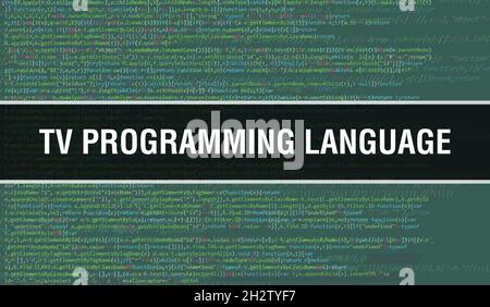 TV programming language concept with Random Parts of Program Code. TV programming language with Programming code abstract technology background of sof Stock Photo