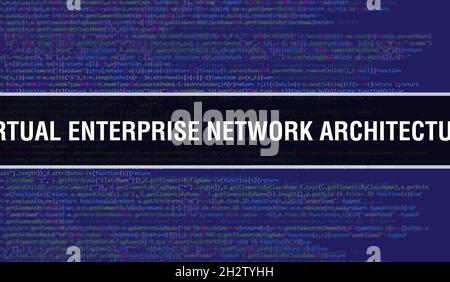Virtual Enterprise Network Architecture concept with Random Parts of Program Code. Virtual Enterprise Network Architecture with Programming code abstr Stock Photo