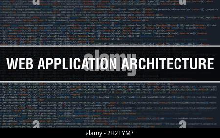 web application architecture with Binary code digital technology background. Abstract background with program code and web application architecture. P Stock Photo