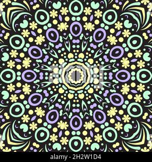 Seamless floral mandala block pattern.Colorful ornamental design.Luxurious seamless pattern for tiles, fabric,cloth.Oriental wallpaper. Stock Vector