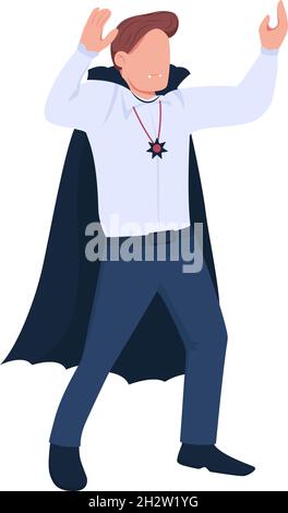 Man in vampire costume dancing semi flat color vector character Stock Vector