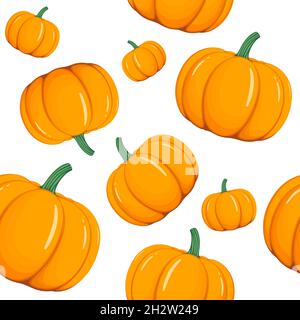 Scattered isolated pumpkins seamless vector pattern. Stock Vector