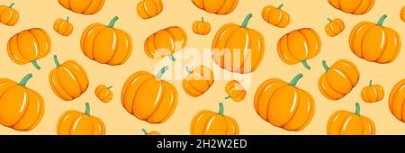 Scattered pumpkins seamless vector background. Stock Vector