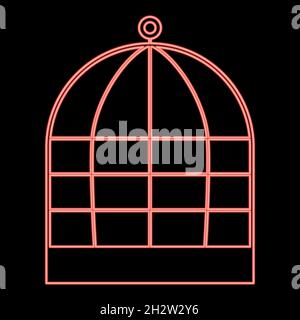 Neon iron cage red color vector illustration flat style light image Stock Vector