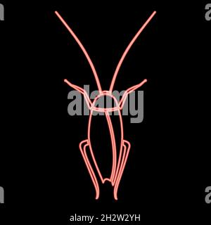 Neon cockroach red color vector illustration flat style light image Stock Vector