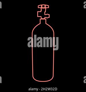Neon propane gas cylinde red color vector illustration flat style light image Stock Vector