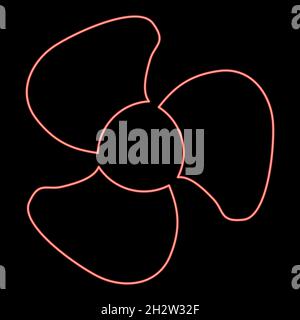 Neon fan blades red color vector illustration flat style light image Stock Vector
