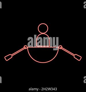Neon man in a boat red color vector illustration flat style light image Stock Vector