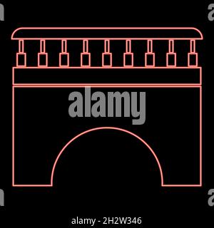 Neon bridge red color vector illustration flat style light image Stock Vector