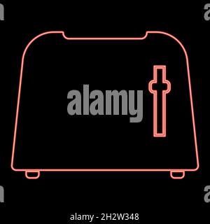 Neon toaster red color vector illustration flat style light image Stock Vector