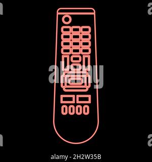 Neon remote control panel red color vector illustration flat style light image Stock Vector