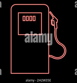 Neon gas station red color vector illustration flat style light image Stock Vector
