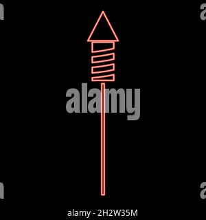 Neon rockets for fireworks red color vector illustration flat style light image Stock Vector