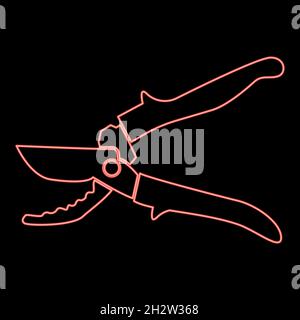Neon secateur red color vector illustration flat style light image Stock Vector