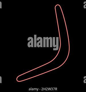 Neon boomerang red color vector illustration flat style light image Stock Vector
