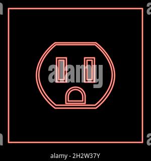 Neon socket red color vector illustration flat style light image Stock Vector