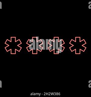 Neon symbol enter password red color vector illustration flat style light image Stock Vector