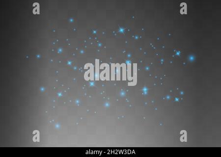 The dust sparks shine with special light. Vector sparkles on a transparent background. Christmas light effect. Sparkling magical dust particles. Stock Vector