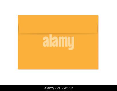 Closed orange paper envelope isolated on white background template. Vector mock-up. Stock Vector