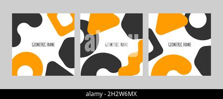 Seamless pattern in memphis style, background with geometric shapes in 60s style. Set of templates for banner, flyer, cover, birthday invitation. Vect Stock Vector