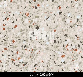 Terrazzo flooring seamless pattern. Background of classic Italian floor in Venetian style composed of natural stone Vector illustration Stock Vector