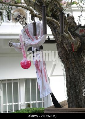 London, UK. 24th Oct, 2021. Londoners decorate their houses in anticipation of Halloween 2021. Credit: Brian Minkoff/Alamy Live News