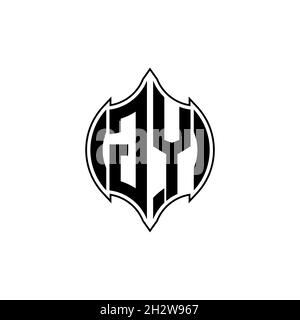 GY Monogram logo letter with Gemoteric line rounded shape style design on isolated background, shiled letter monogram Stock Vector