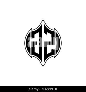 GZ Monogram logo letter with Gemoteric line rounded shape style design on isolated background, shiled letter monogram Stock Vector