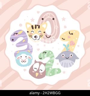 baby numbers cartoon Stock Vector