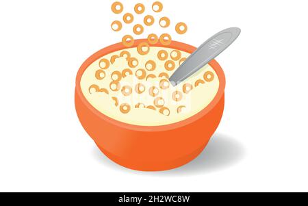 Milk breakfast cereal. Oatmeal. Healthy food for children. Stock Vector