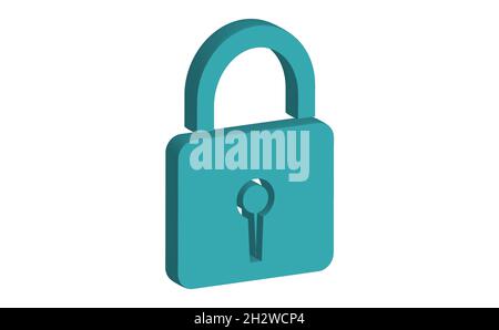 Lock vector icon in isometric. Illustration 3d style on white background Stock Vector