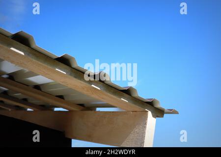 Fragment of the new roof of the house of metal profile Stock Photo