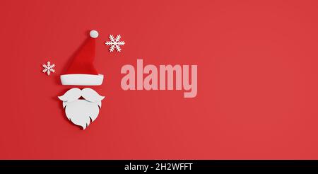 Santa Claus concept on red background with copy space 3d render 3d illustration Stock Photo