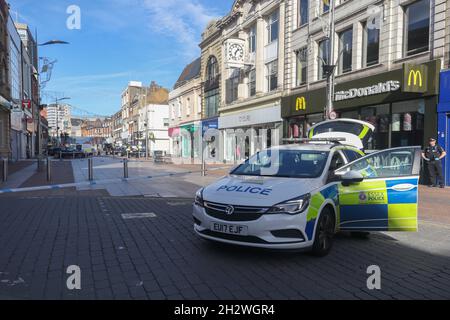 24th Oct, 2021. Southend on Sea, UK. A serious incident has occurred on the High Street, with a police cordon in place and a Police forensic van on the scene. Penelope Barritt/Alamy Live News Stock Photo