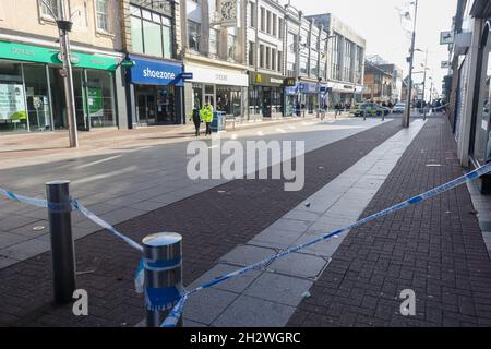 24th Oct, 2021. Southend on Sea, UK. A serious incident has occurred on the High Street, with a police cordon in place and a Police forensic van on the scene. Penelope Barritt/Alamy Live News Stock Photo